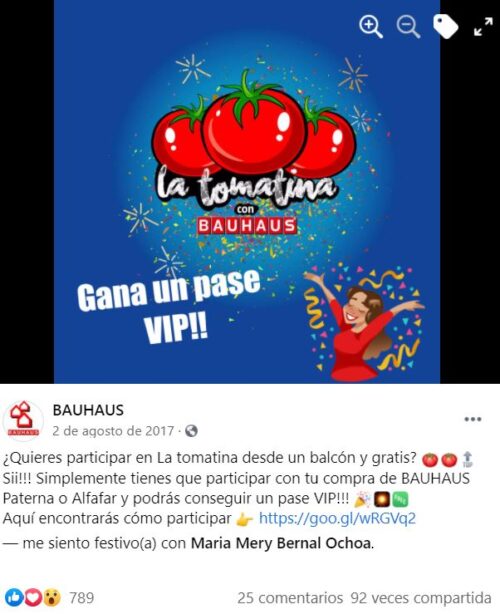 BAUHAUS Facebook LA TOMATINA Campaña Digital